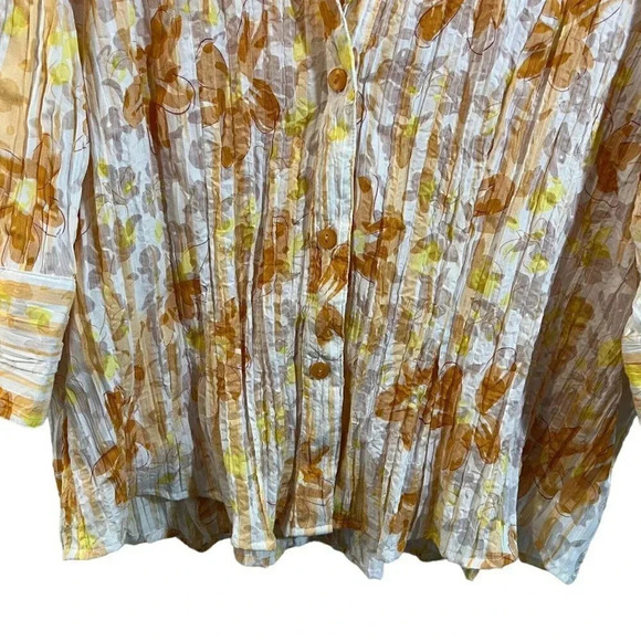 Joanna Two Piece Top Set Size XL Orange Floral Collared Cotton Polyester Blend - Picture 7 of 11